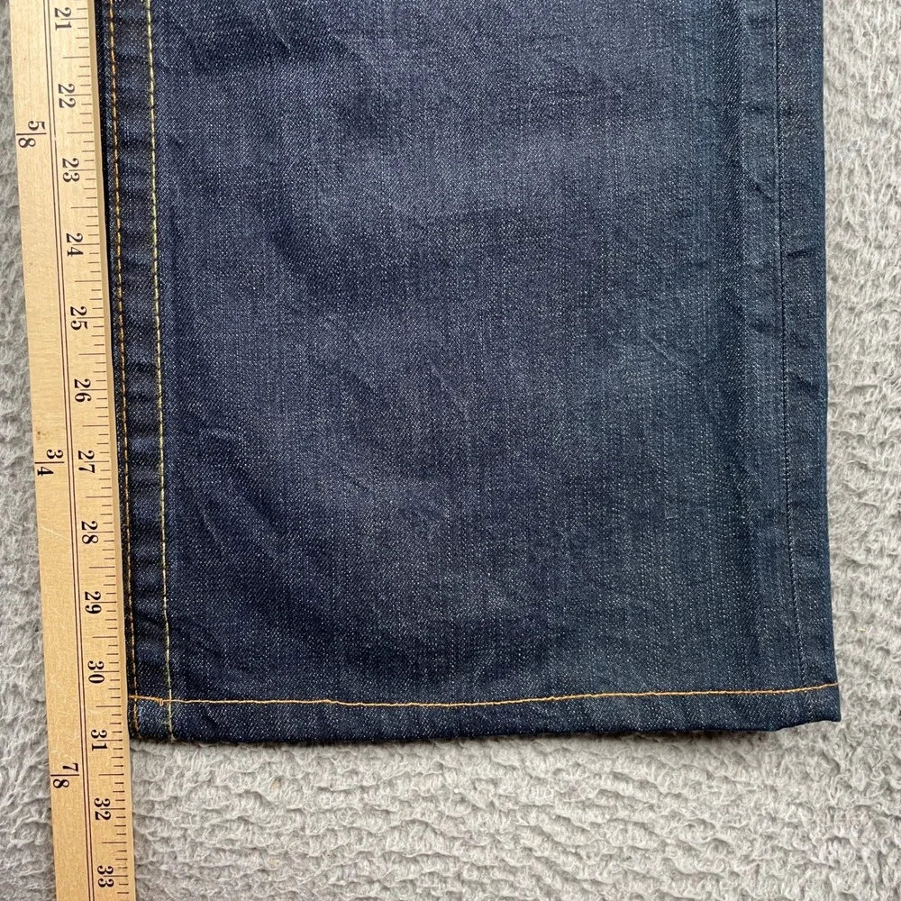 True Religion Jeans Mens 38 Blue Bobby Straight Dark Wash Horseshoe Stitching